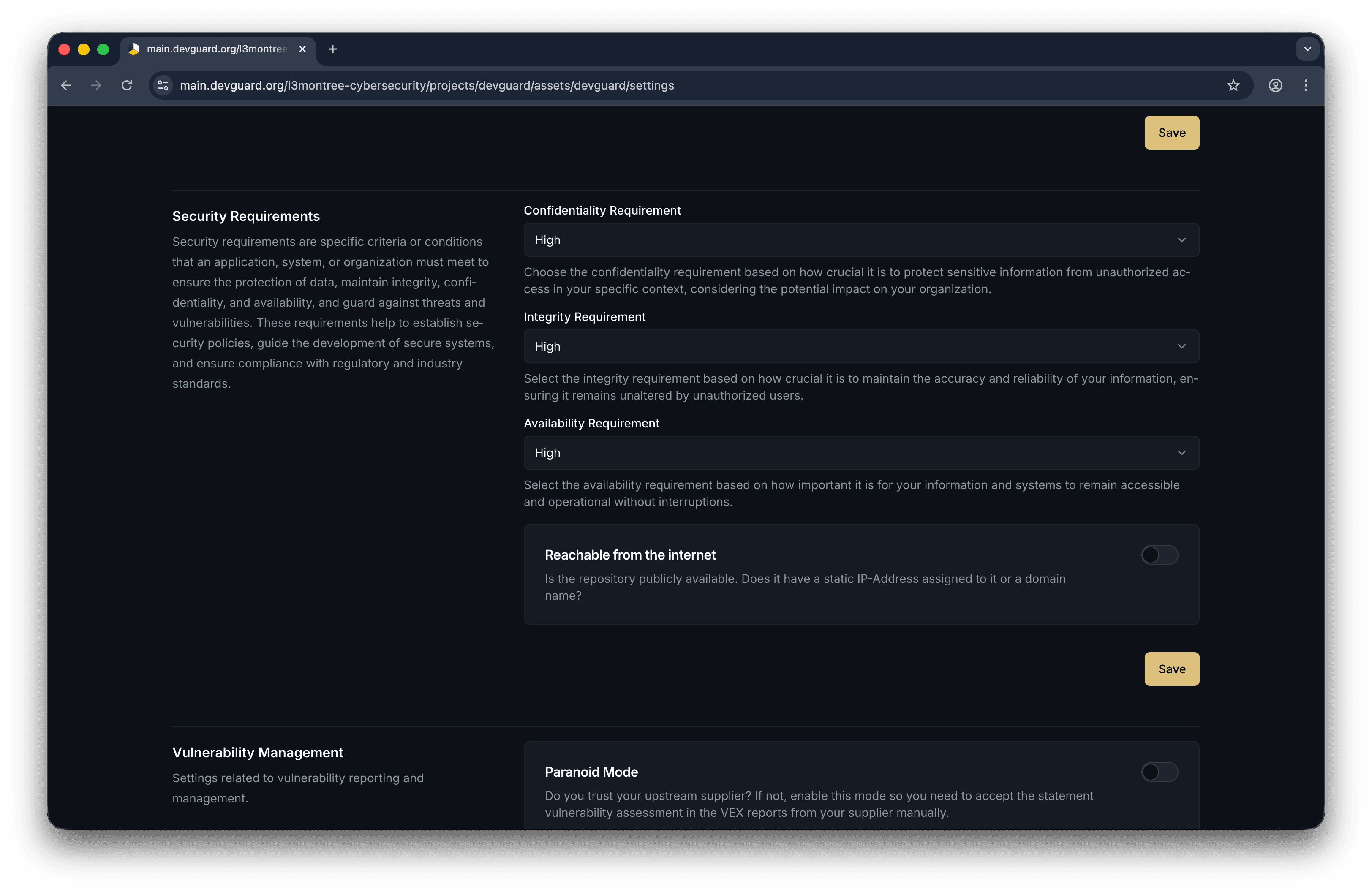 Select CIA Requirements