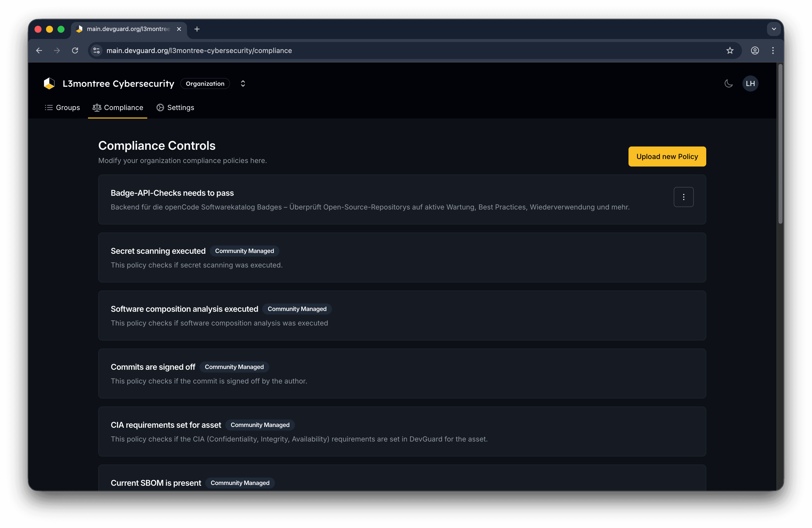 Organization Compliance Dashboard