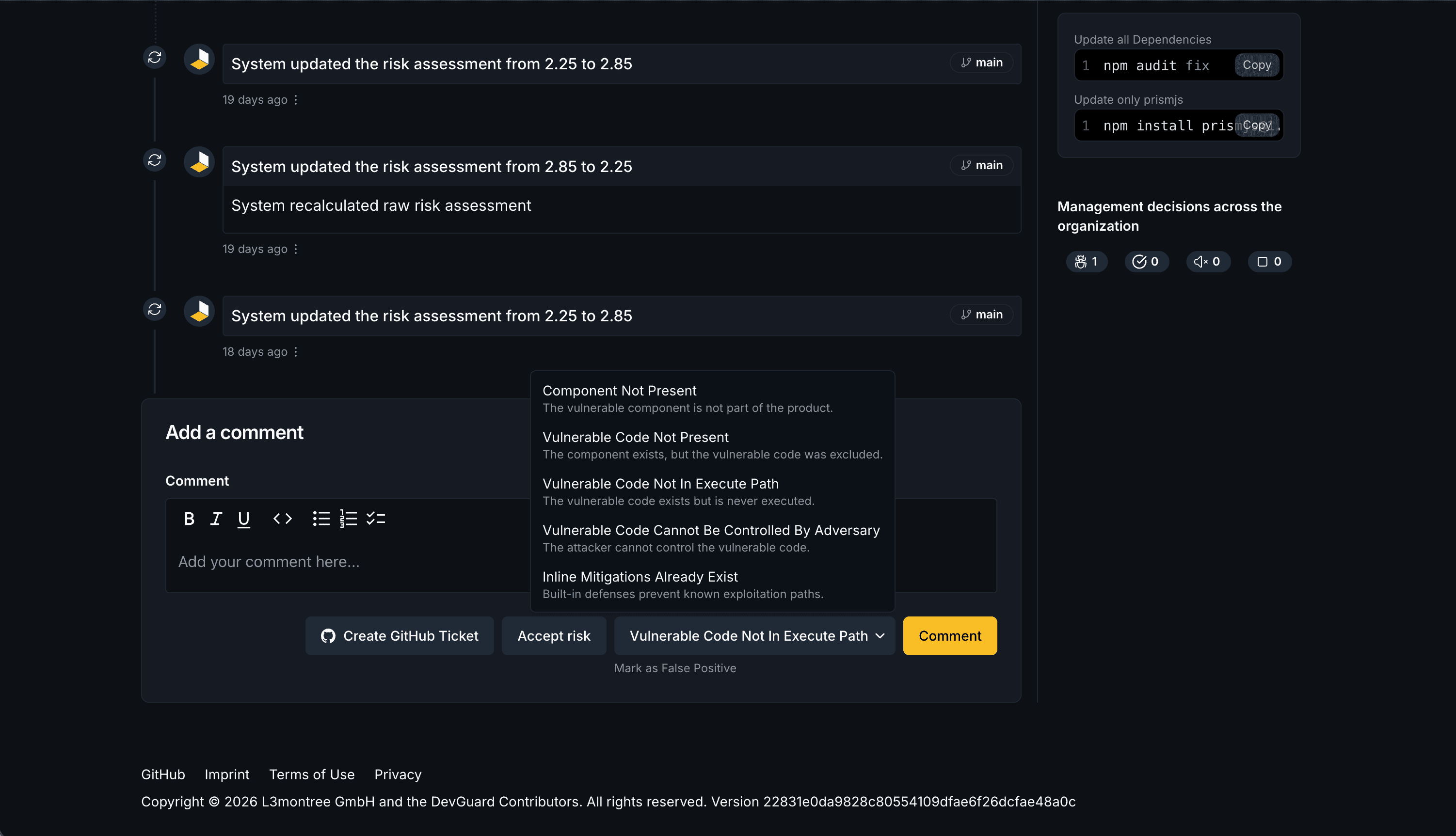 DevGuard Vulnerability Event Actions